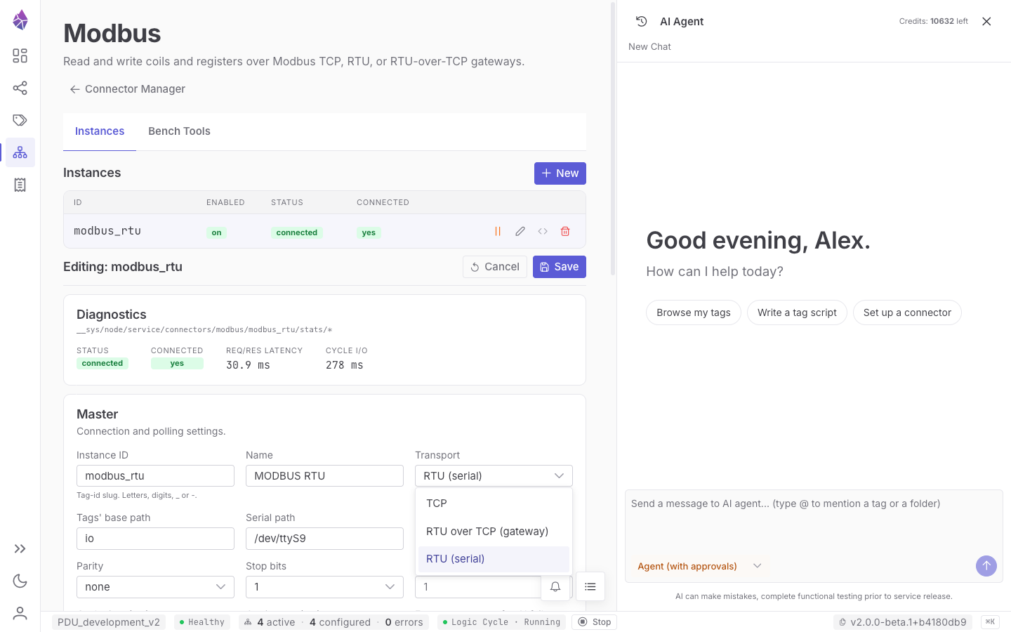 A connector's config editor — connection, mapping and diagnostics
